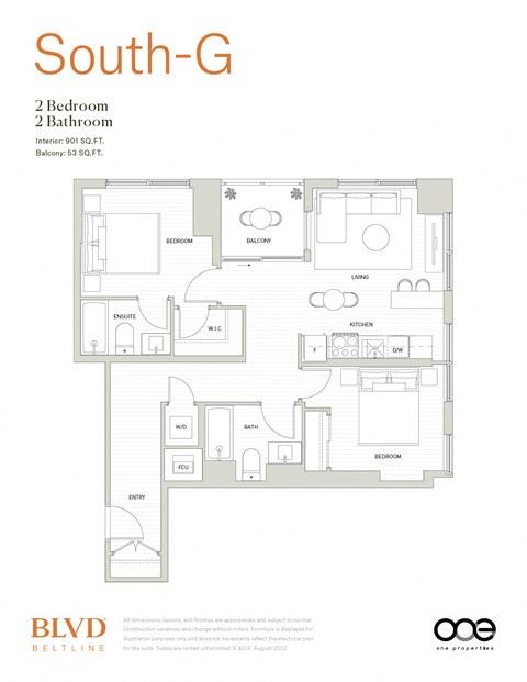 South G Floor Plan at BLVD Beltline, Alberta